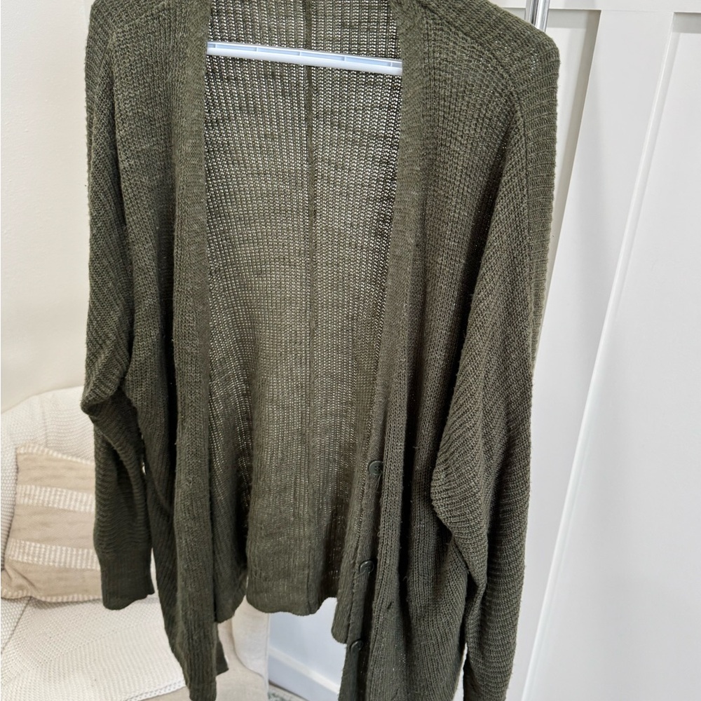 Olive Green Women's Sweater Cardigan
